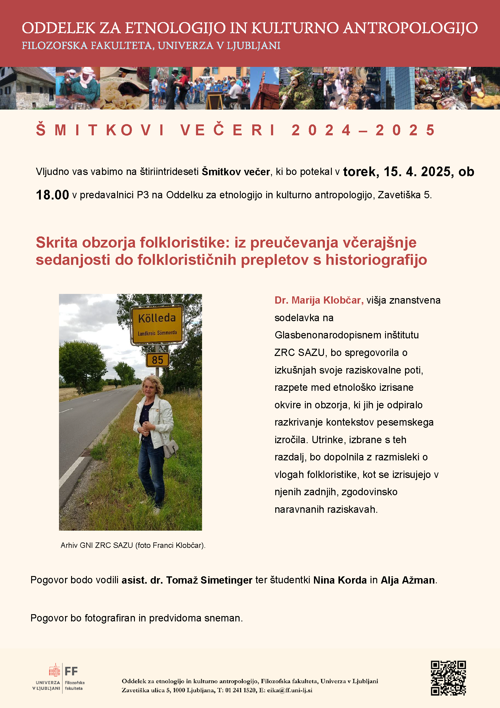 Šmitkovi večeri, Klobčar, folkloristika